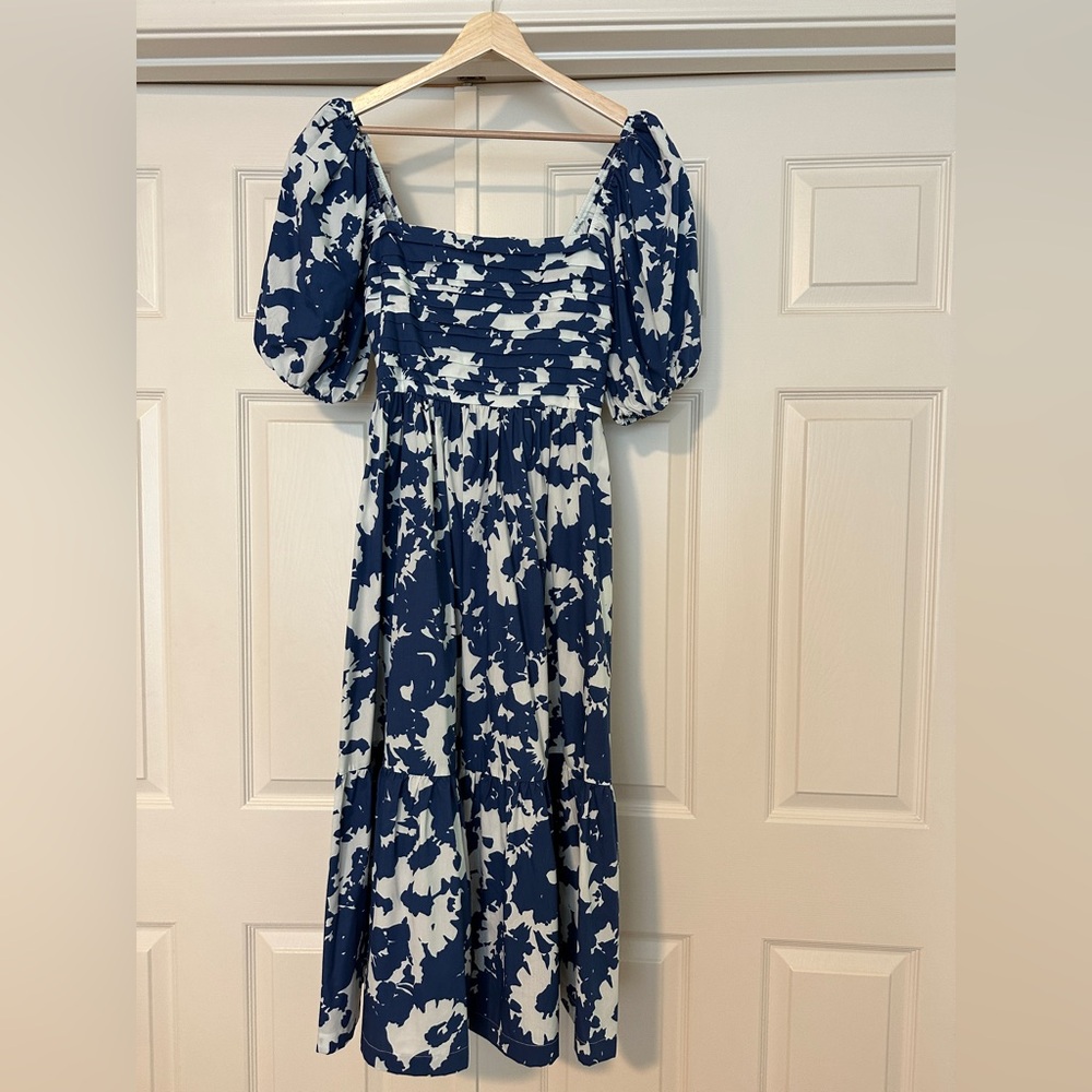 Abercrombie & Fitch Emerson Poplin Puff Sleeve Midi Dress